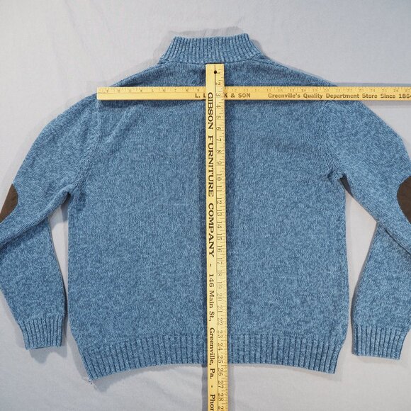Chaps Sweater Mens Extra Large Blue Suede Elbow Patch Dad Preppy Retro Button - Picture 5 of 9